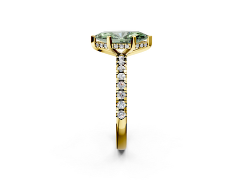 Yellow gold Fancy Green Marquise  Solitaire Diamond Pavé Band with Four-Prong Setting_49