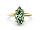 Yellow gold Fancy Green Marquise  Solitaire Diamond Ring with 4-Prong Setting on a Classic Band_3