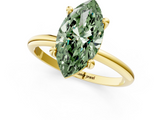 Yellow gold Fancy Green Marquise  Solitaire Diamond Ring with 4-Prong Setting on a Classic Band_4