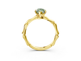 Yellow gold Fancy Green Marquise  Solitaire Diamond Ring with Bamboo Band and Four-Prong Setting_59