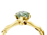 Yellow gold Fancy Green Marquise  Solitaire Diamond Ring with Bamboo Band and Four-Prong Setting_60