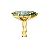 Yellow gold Fancy Green Marquise  Solitaire Diamond Ring with Bamboo Band and Four-Prong Setting_61