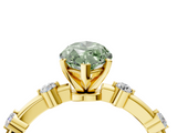 Yellow gold Fancy Green Marquise  Solitaire Diamond Ring with Bezel Set Side Stones and Prong Setting_7