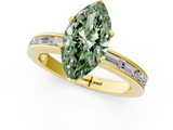 Yellow gold Fancy Green Marquise  Solitaire Diamond Ring with Channel-Set Baguette Band and Four-Prong Setting_81