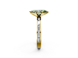 Yellow gold Fancy Green Marquise  Solitaire Diamond Ring with Channel-Set Baguette Band and Four-Prong Setting_82