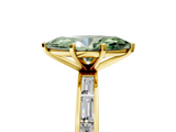 Yellow gold Fancy Green Marquise  Solitaire Diamond Ring with Channel-Set Baguette Band and Four-Prong Setting_85
