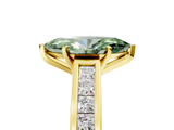 Yellow gold Fancy Green Marquise  Solitaire Diamond Ring with Channel-Set Band and Four-Prong Setting_8