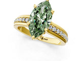 Yellow gold Fancy Green Marquise  Solitaire Diamond Ring with Channel Set Band and Six-Prong Setting_49