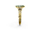 Yellow gold Fancy Green Marquise  Solitaire Diamond Ring with Filigree Band and Four-Prong Setting_48