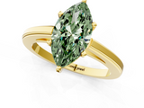 Yellow gold Fancy Green Marquise  Solitaire Diamond Ring with Four-Prong Setting and Classic Band_4