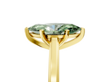 Yellow gold Fancy Green Marquise  Solitaire Diamond Ring with Four-Prong Setting and Classic Band_8