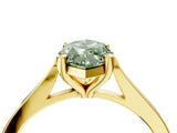Yellow gold Fancy Green Marquise  Solitaire Diamond Ring with Four-Prong Setting and Tapered Band 5