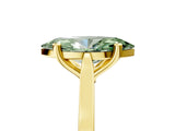 Yellow gold Fancy Green Marquise  Solitaire Diamond Ring with Four-Prong Setting and Tapered Band