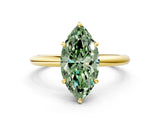 Yellow gold Fancy Green Marquise  Solitaire Diamond Ring with Four-Prong Setting on a Plain Band_20