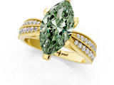 Yellow gold Fancy Green Marquise  Solitaire Diamond Ring with Milgrain Pavé Band and Four-Prong Setting_20