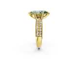 Yellow gold Fancy Green Marquise  Solitaire Diamond Ring with Milgrain Pavé Band and Four-Prong Setting_21