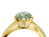Yellow gold Fancy Green Marquise  Solitaire Diamond Ring with Milgrain Pavé Band and Four-Prong Setting_23