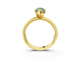 Yellow gold Fancy Green Marquise  Solitaire Diamond Ring with Milgrain and Black Enamel X Pattern Band_99