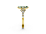 Yellow gold Fancy Green Marquise  Solitaire Diamond Ring with Pavé Band and Four-Prong Setting_103