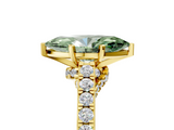 Yellow gold Fancy Green Marquise  Solitaire Diamond Ring with Pavé Band and Four-Prong Setting_106