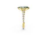 Yellow gold Fancy Green Marquise  Solitaire Diamond Ring with Pave Band and Four-Prong Setting_289