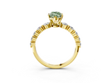 Yellow gold Fancy Green Marquise  Solitaire Diamond Ring with Pave Band and Four-Prong Setting_290