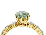 Yellow gold Fancy Green Marquise  Solitaire Diamond Ring with Pave Band and Four-Prong Setting_291