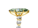 Yellow gold Fancy Green Marquise  Solitaire Diamond Ring with Pave Band and Four-Prong Setting_292