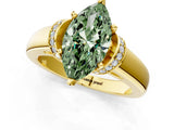 Yellow gold Fancy Green Marquise  Solitaire Diamond Ring with Pave Band and Six-Prong Setting_33