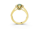 Yellow gold Fancy Green Marquise  Solitaire Diamond Ring with Pave Band and Six-Prong Setting_35