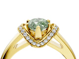 Yellow gold Fancy Green Marquise  Solitaire Diamond Ring with Pave Band and Six-Prong Setting_36