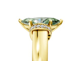 Yellow gold Fancy Green Marquise  Solitaire Diamond Ring with Pave Band and Six-Prong Setting_37