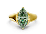 Yellow gold Fancy Green Marquise  Solitaire Diamond Ring with Six-Prong Cathedral Setting_32