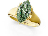 Yellow gold Fancy Green Marquise  Solitaire Diamond Ring with Six-Prong Cathedral Setting_33