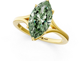 Yellow gold Fancy Green Marquise  Solitaire Diamond Ring with Six-Prong Setting and Tapered Band_18
