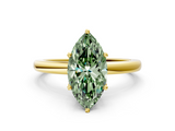 Yellow gold Fancy Green Marquise  Solitaire Diamond Ring with Six-Prong Setting on a Classic Band_3