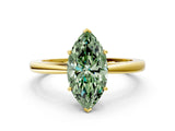Yellow gold Fancy Green Marquise  Solitaire Diamond Ring with Split Shank and Four-Prong Setting_12