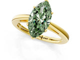 Yellow gold Fancy Green Marquise  Solitaire Diamond Ring with Split Shank and Four-Prong Setting_13