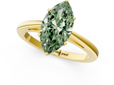 Yellow gold Fancy Green Marquise  Solitaire Diamond Ring with Split Shank and Four-Prong Setting_21