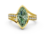 Yellow gold Fancy Green Marquise  Solitaire Diamond Ring with Split Shank and Prong Setting_41