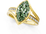 Yellow gold Fancy Green Marquise  Solitaire Diamond Ring with Split Shank and Prong Setting_42