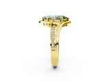 Yellow gold Fancy Green Marquise  Solitaire Diamond Ring with Split Shank and Prong Setting_43
