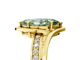 Yellow gold Fancy Green Marquise  Solitaire Diamond Ring with Split Shank and Prong Setting_46