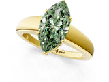 Yellow gold Fancy Green Marquise  Solitaire Diamond Ring with Tapered Band and Four-Prong Setting_50