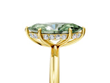 Yellow gold Fancy Green Marquise  Solitaire Diamond Ring with a Classic Band and Four-Prong Setting 1