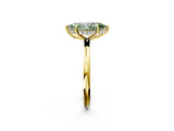 Yellow gold Fancy Green Marquise  Solitaire Diamond Ring with a Classic Band and Four-Prong Setting 4