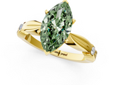 Yellow gold Fancy Green Marquise  Solitaire Diamond Twisted Band with Four-Prong Setting_49