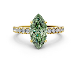 Yellow gold Fancy Green Marquise  Solitaire Diamond with Pavé Band and Four-Prong Setting_72