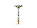 Yellow gold Fancy Green Marquise  Solitaire Diamond with Pavé Band and Four-Prong Setting_74