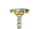 Yellow gold Fancy Green Marquise  Solitaire Diamond with Pavé Band and Four-Prong Setting_77